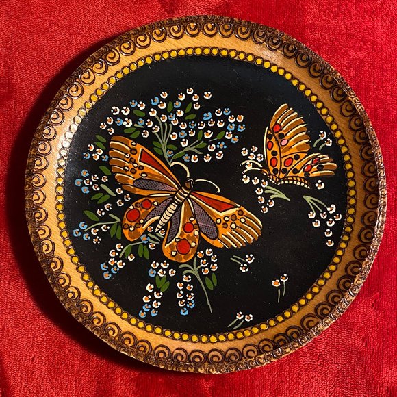 Other - Walnut Wood Butterfly Plate from Albania